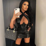 Spring Neck Sexy Bare Chest and Thin Hip Sleeveless Women's Dresses