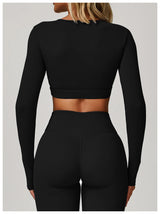 Women's Hollow Out Long Sleeve Yoga Shirt – Gym Workout Running Top