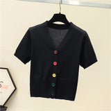 Women's Short Sleeve Crop Knit Sweater