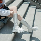 Women Mid Calf Boots Padded Sneakers Punk Style