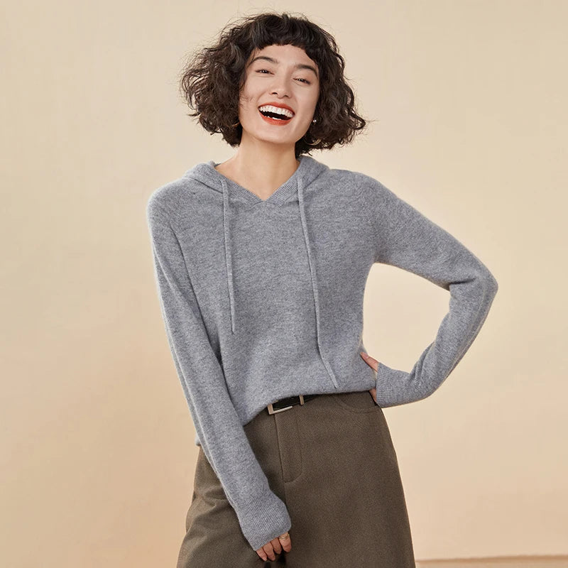 Women's 100% Cashmere Hooded Sweater