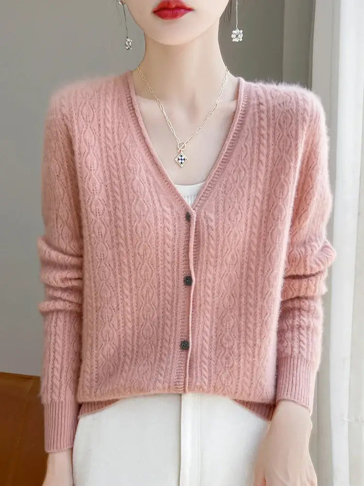 Women Merino Wool Cashmere Cardigan