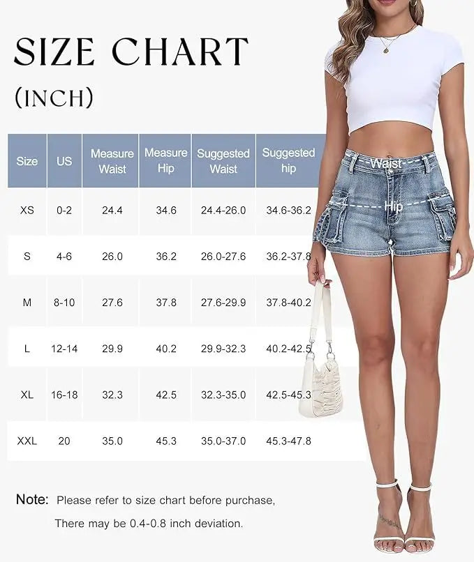 Women's Tight Cargo Denim Shorts
