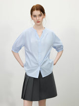 Women Pleated Office Relaxed Fit Blouse