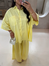 Women Cotton Wide Leg Pant Set