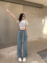 Women Silk Washed Wide Leg Jeans