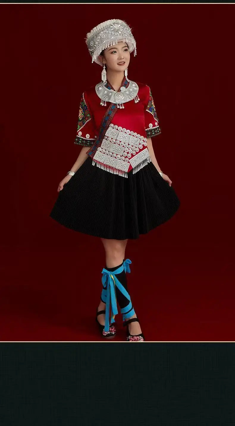 Miao embroidery suit for women, featuring traditional designs and vibrant colors, perfect for festivals and cultural events.