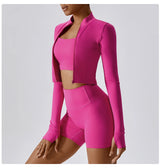 Women's Sexy Zip Long Sleeve Yoga Jacket – Workout Running Cycling Top