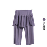 DRUR Knee-Length 2-in-1 Women's Yoga Shorts – High Waist Summer Gym Pants