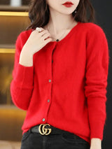 Women Mink Cashmere Knit Cardigan