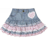 LolitaBall™ – Lace Skater Skirt (Sweet Harajuku Kawaii Denim Skirt)