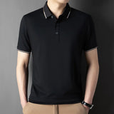 Men Luxury Silk Cotton Polo Shirt