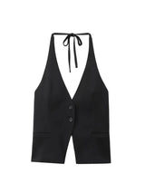 Front Button Halter Backless Camisole Tank