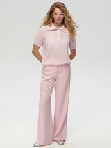 Women's Polo Collar Hollow Knit Sweater