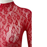 Women Lace Fishnet Long Sleeve Jumpsuit