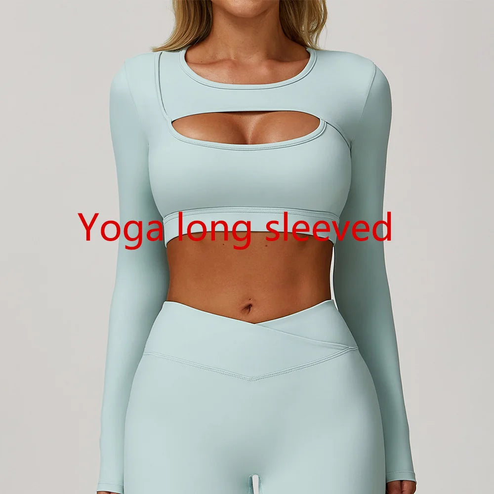 Women's Hollow Out Long Sleeve Yoga Shirt – Gym Workout Running Top