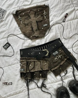 Women Cross Patch Denim Skirt Set