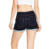 Women Denim Waistband Stretch Shorts