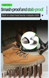 Men Waterproof Indestructible Steel Toe Boots