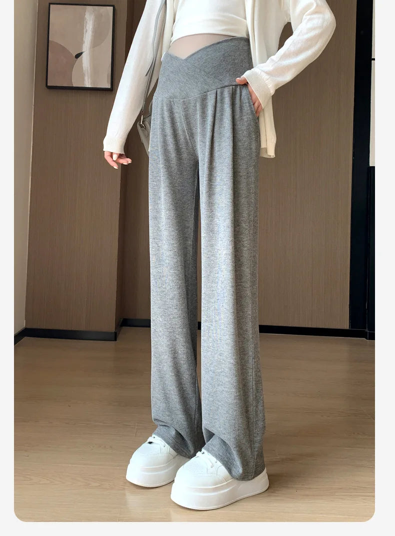 Wide-Leg Low-Waist Maternity Pants