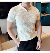Men Polo Collar Slim Fit Knit Sweater