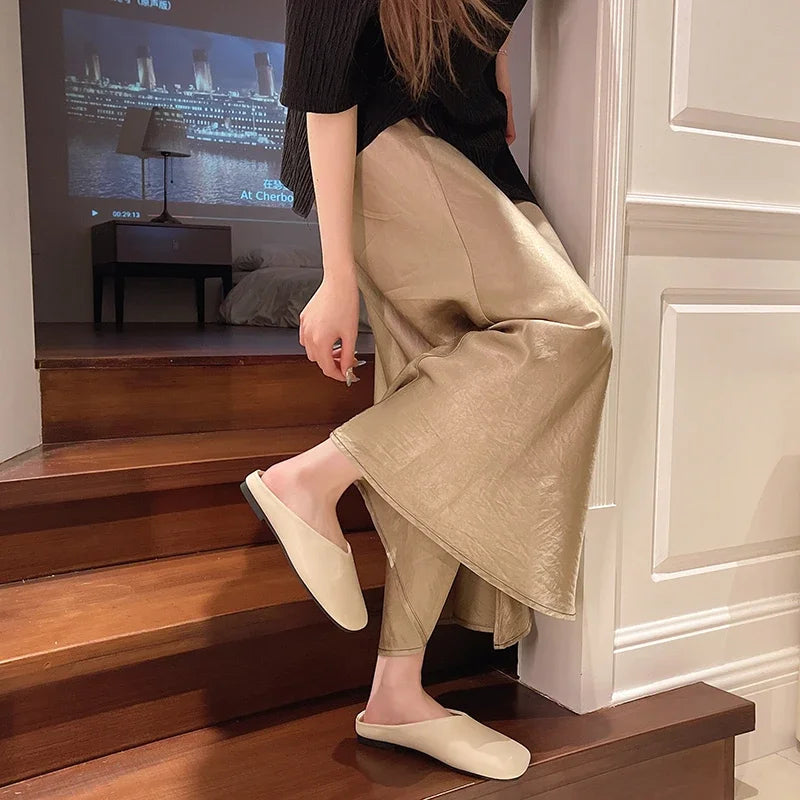 Women Mules Closed Toe Flat Slides