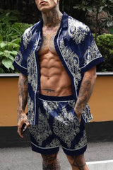 Men Hawaiian Floral Shorts Set