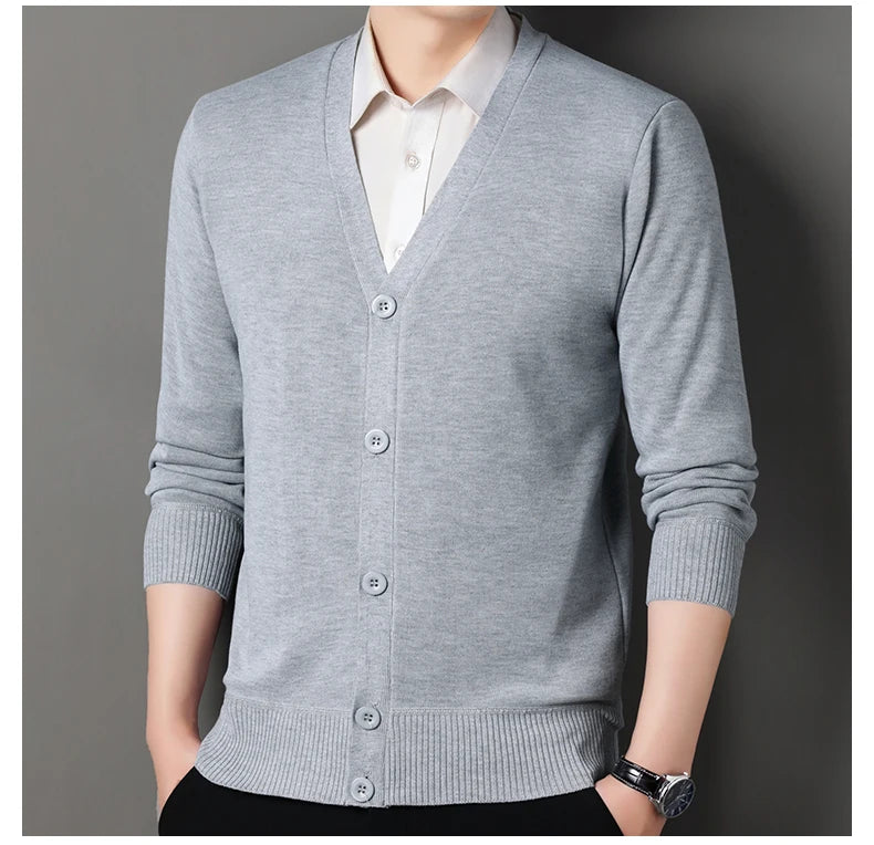 Men V-Neck Knit Cardigan
