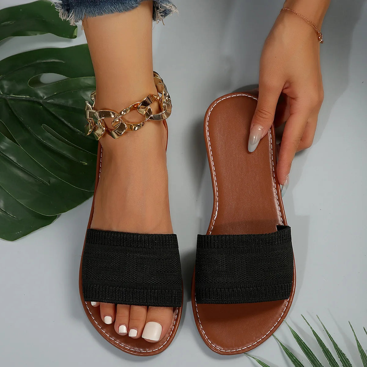 Women Luxury Flat Sandals Designer Slides