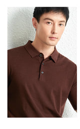 Men Short Sleeve Wool Polo Knit