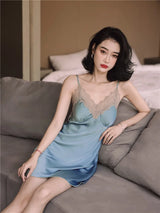 Women Ice Silk Nighty Pajamas
