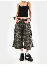 Women Camouflage Cargo Capri Shorts