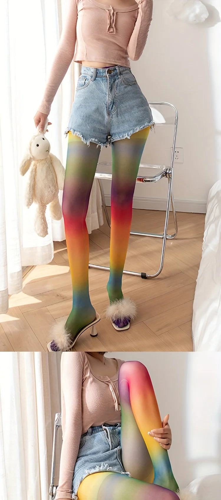 Women Colorblock Pantyhose