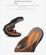 Men Cow Leather Beach Flip Flops Sandals
