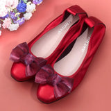 Women Leather Bowknot Slip-On Ballerina Flats