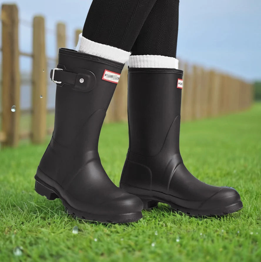 Women Mid Calf Boots Embroidered Leather