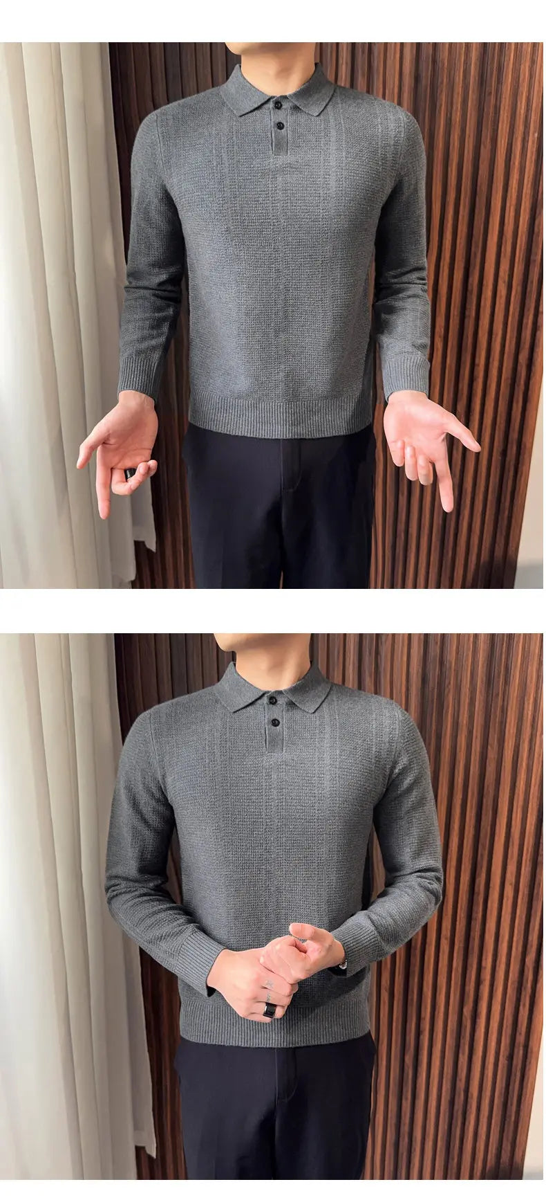 Men's Turn Down Collar Knit Sweater