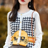 Women's Silk Print Wool Cardigan