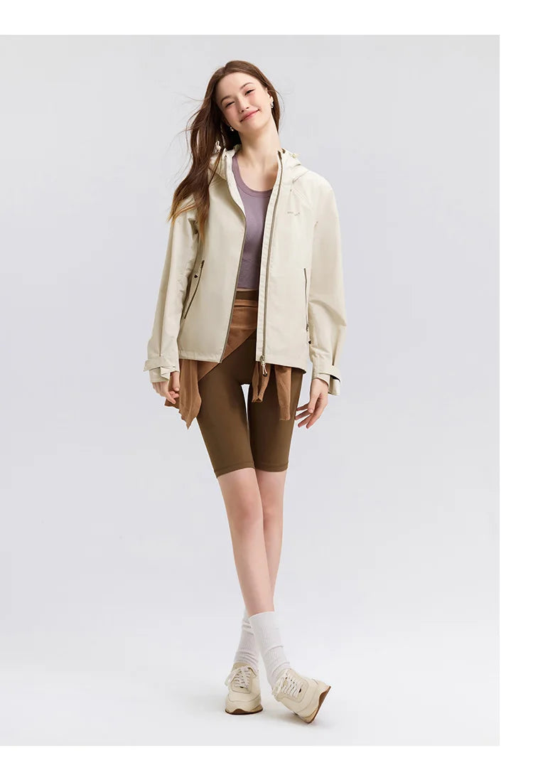 Women's Windproof Raglan Hooded Spring Jacket