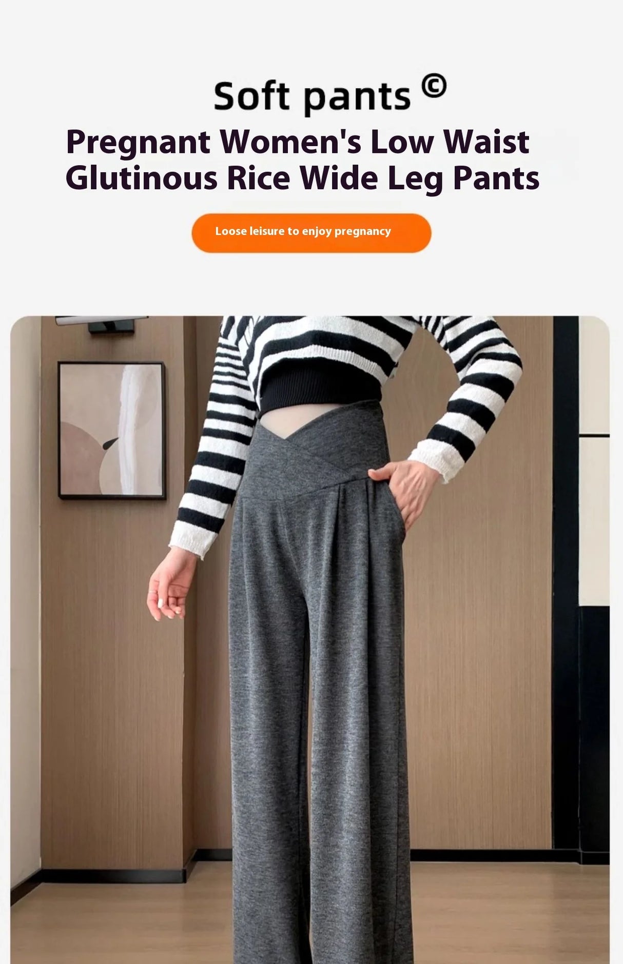 Wide-Leg Low-Waist Maternity Pants