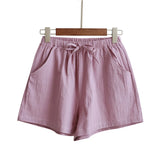 Women Cotton Linen High Waist Shorts