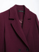 Women Burgundy Woolen Double Breasted Coat