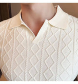 Men Polo Collar Slim Fit Knit Sweater