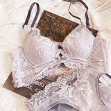 Women Hollow Lace Bra Set