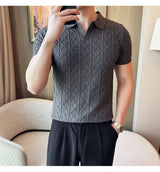 Men Polo Collar Slim Fit Knit Sweater