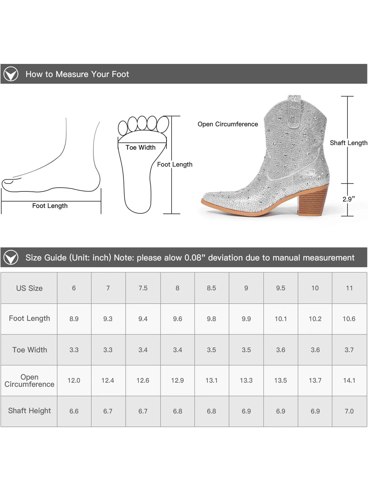 Women Silver Rhinestone Cowboy Boots – Sparkly Western Mid-Calf Boots