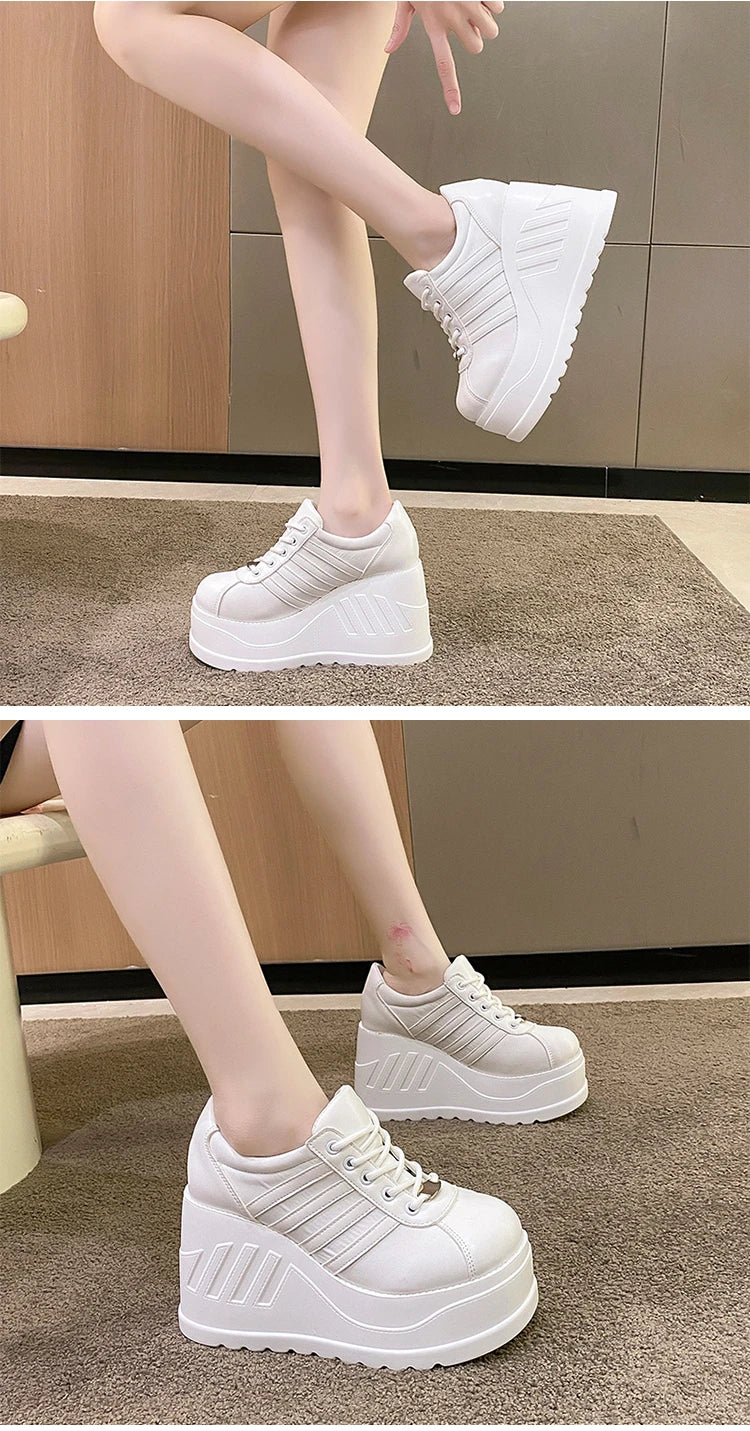 Women’s Pumps Round Head Lace-Up Leisure Heels