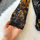 Women Square Neck Mesh Print Bodysuit