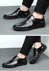 Men’s Summer Hollow Non-Slip Leather Sandals