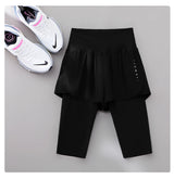 DRUR Knee-Length 2-in-1 Women's Yoga Shorts – High Waist Summer Gym Pants